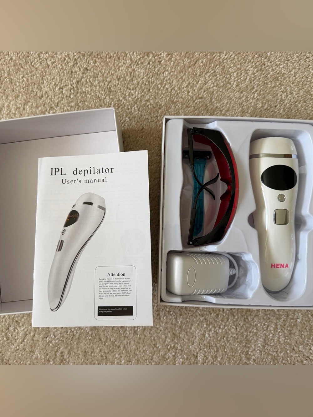 IPL Depilator Hair Removal Device with Protective Goggles - White